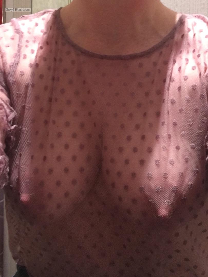 Tit Flash: Wife's Medium Tits (Selfie) - Sexy Wife from United Kingdom